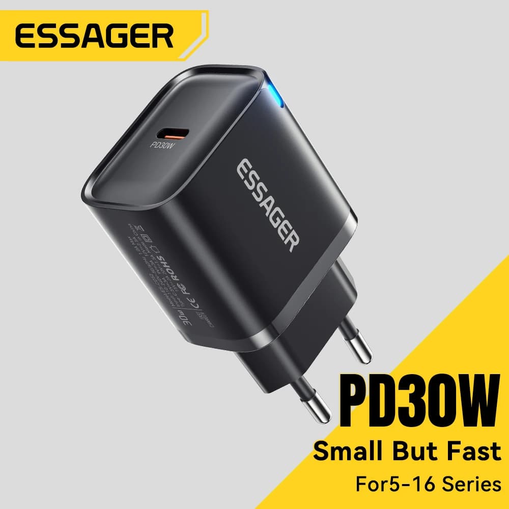 Essager Carregador Rápido 30W PD 3.0 QC 3.0 para iPhone e Huawei