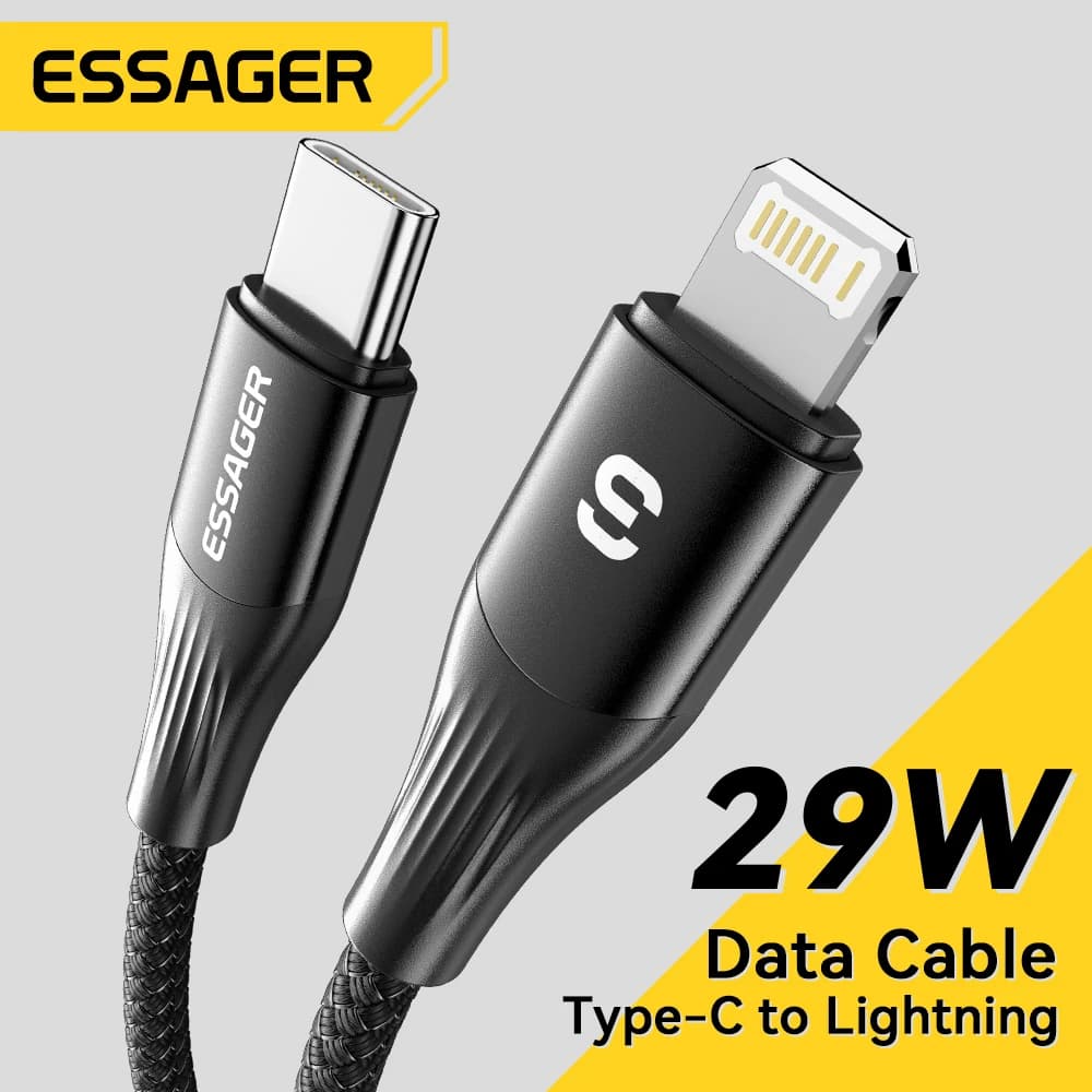 Essager cabo usb tipo c para iphone 14 13 12 11 pro max xs xr pd 29w carregador de carga rápida 3a cabo de fio relâmpago para ipad macbook