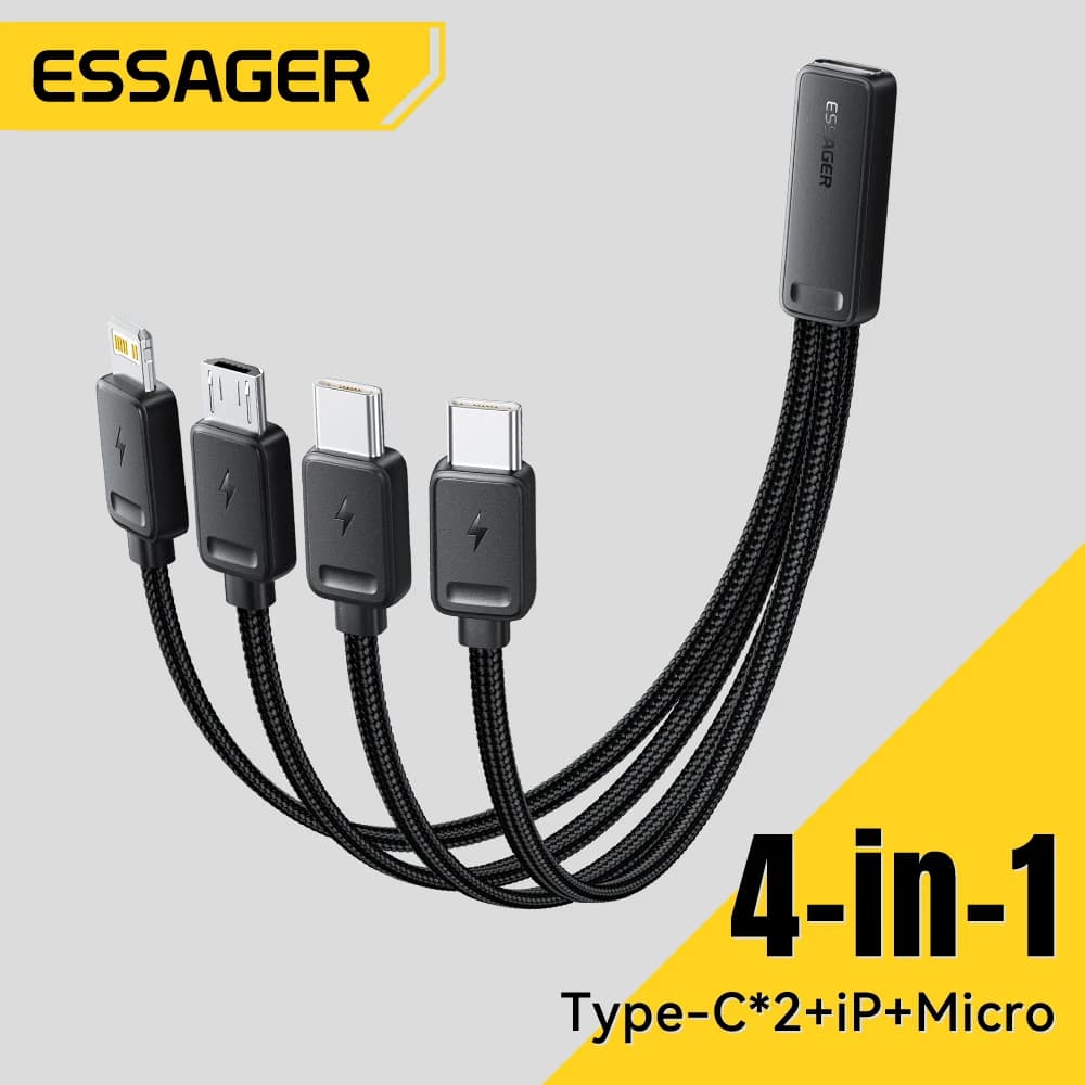 Essager Cabo 4 em 1 Multiportas USB-C com LED - 4 Portas