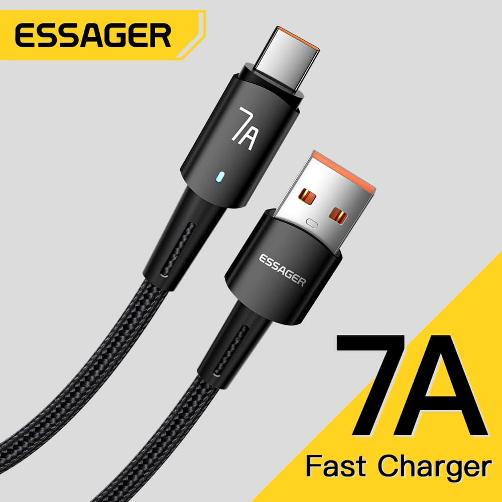 Essager Cabo USB Tipo C 100W 7A – Carregamento Rápido