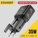 ESSAGER 35W GaN Carregador Adaptador de viagem global de porta dupla com carregamento rápido multiprotocolo para carregador universal de telefone laptop — miniatura