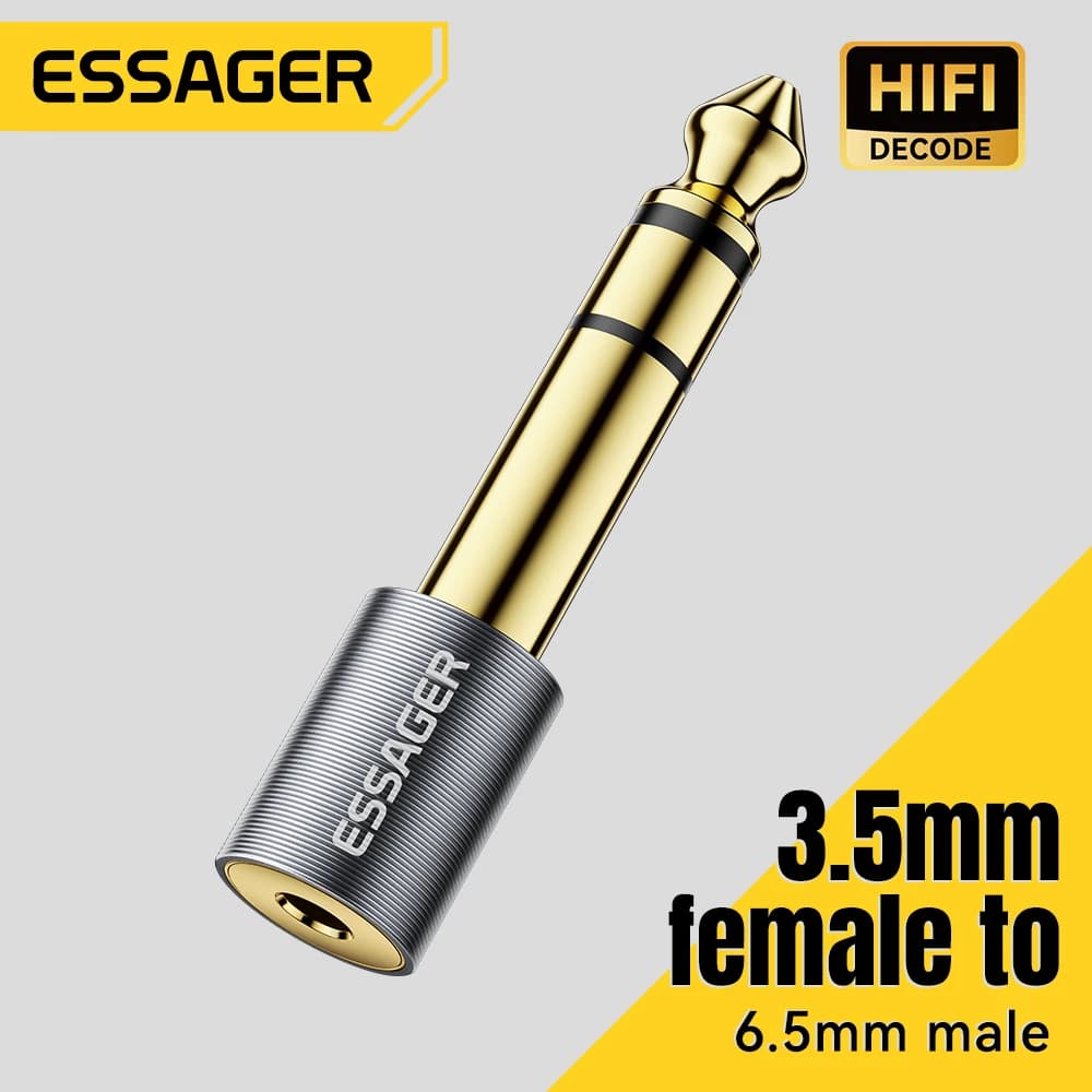 Essager Adaptador 3.5mm → 6.5mm para Guitarra, Microfone e Fone