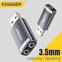 Essager placa de som usb externa 3.5mm adaptador usb microfone fone de ouvido adaptador de áudio interface de alto-falante para computador portátil ps5 ps4 — miniatura