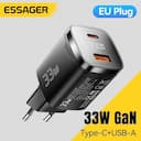 Essager 33w gan carregador usb carga rápida pd3.0 display digital usb tipo-c carregador para iphone xiaomi samsung huawei telefone carregador — miniatura