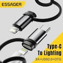 Essager Adaptador Lighting USB-C 3A OTG com Carregamento Rápido — miniatura