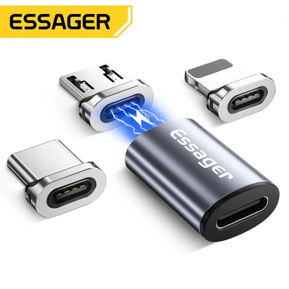 Essager micro usb tipo c adaptador magnético para iphone xiaomi samsung usbc para micro usb conversor ímã de carregamento conector USB-C