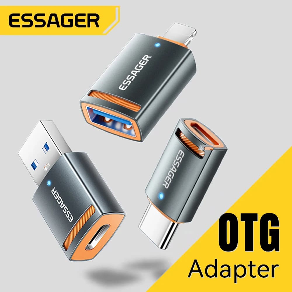 Essager Adaptador USB-C OTG 3.0 – Converte USB-A e Micro para Tipo C