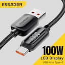 Essager 100W Tipo C Cabo de exibição digital 7A Cabo de dados USB C de carregamento rápido para Macbook iPad Huawei Mate 60 Pro Samsung Oneplus — miniatura