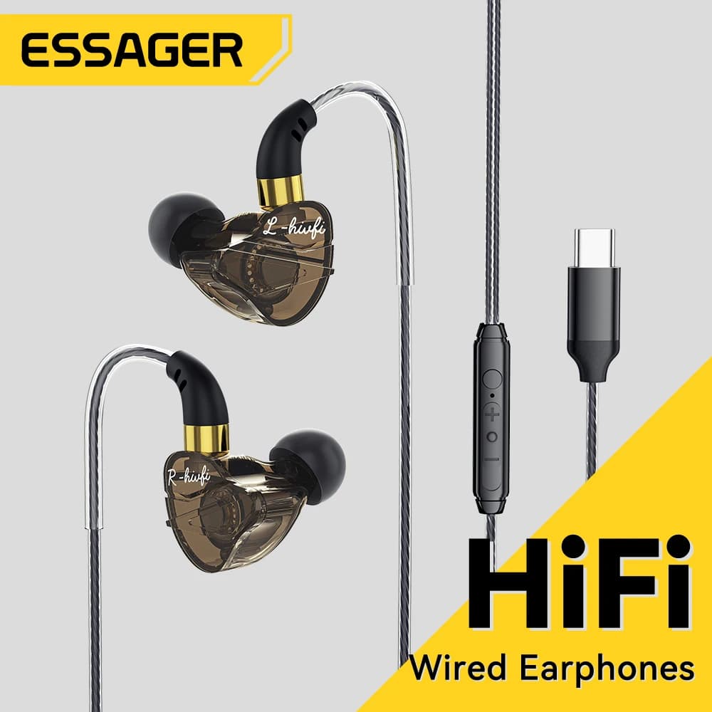Essager-fone de ouvido com microfone, fone de ouvido smartphone, fone de ouvido, PC, tablets, Xiaomi, Redmi, Samsung, 3,5mm