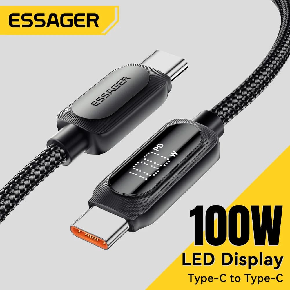 Essager Cabo USB-C 100W Fast Charge iPhone 15, Huawei, MacBook