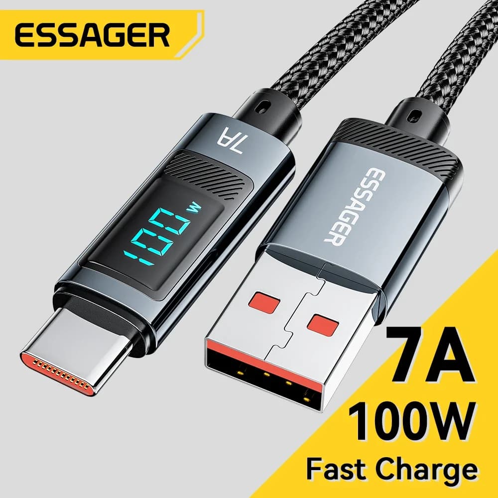 Essager Cabo USB Tipo C 100W 7A - Carregamento Rápido