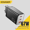 Essager gan usb tipo c carregador 67w 45 33 kr plugue da ue carregamento rápido para samsung iphone 16 15 14 pro huawei telefone portátil chagers — miniatura