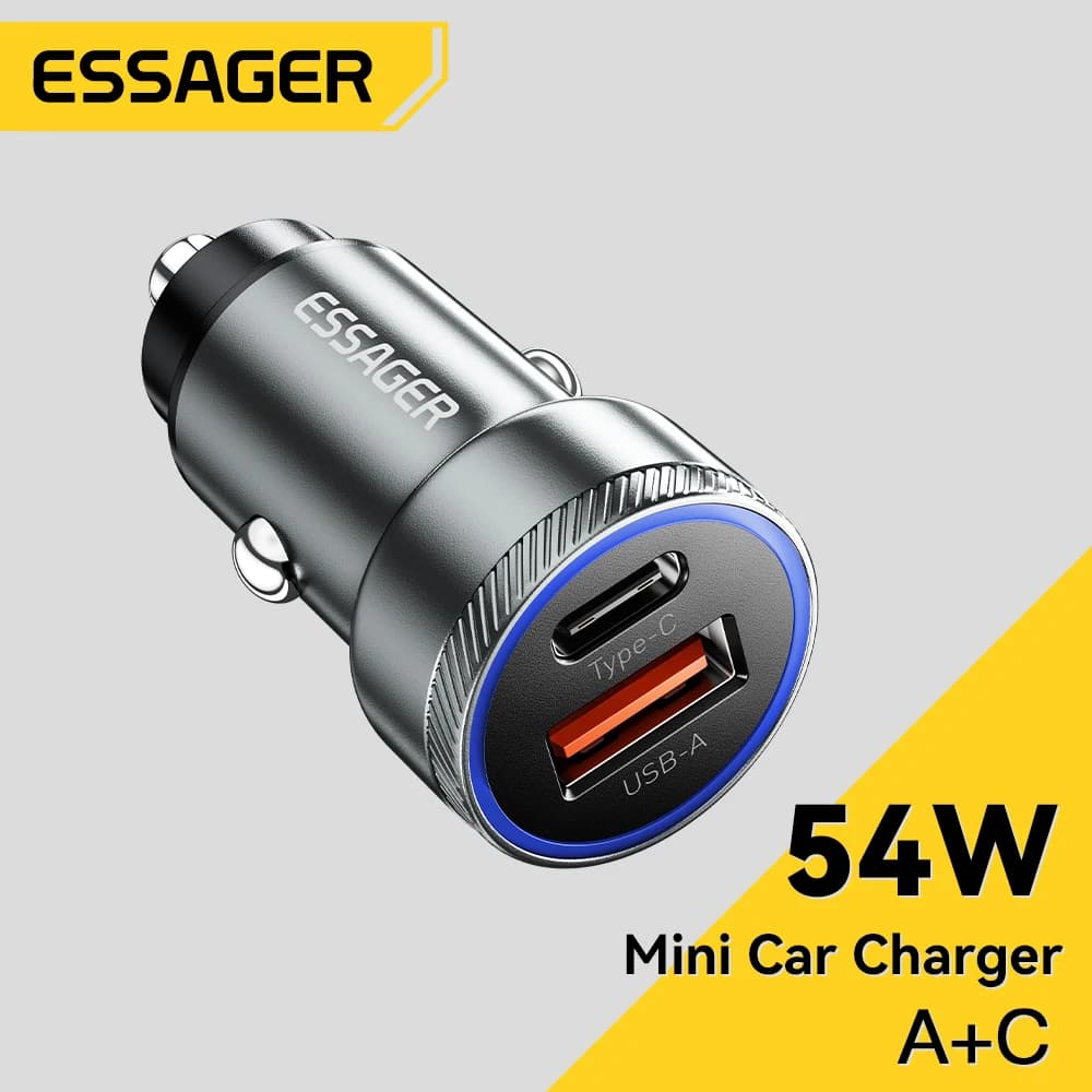 Essager Carregador de Carro USB 54W QC 3.0 PD 3.0 5A