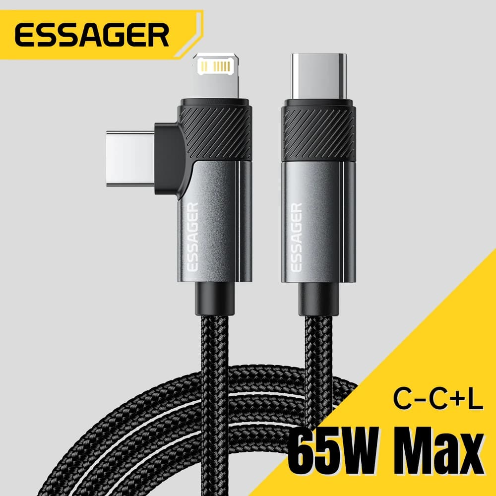 Essager Cabo 2 em 1 de Ângulo Reto 29W/65W – Carregamento Rápido