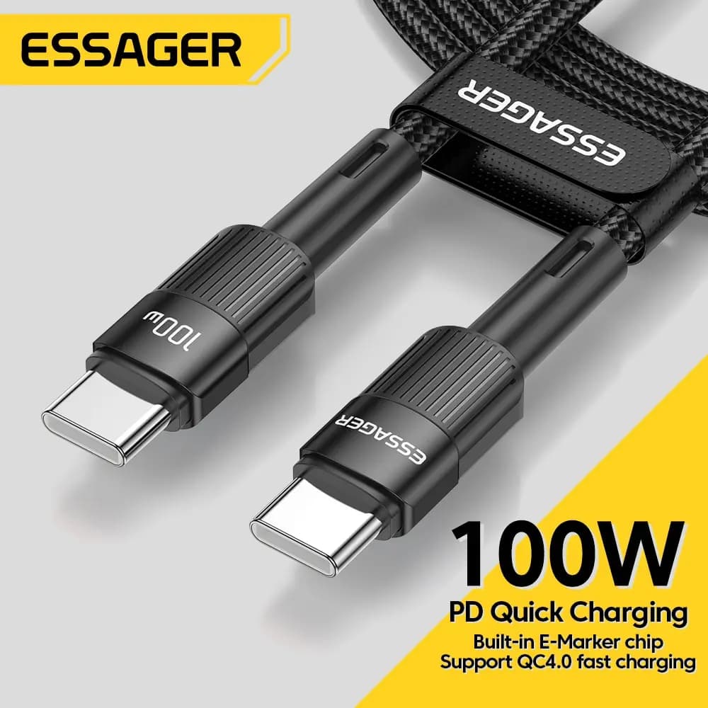Essager Cabo de Carregamento Rápido USB-C PD 100W