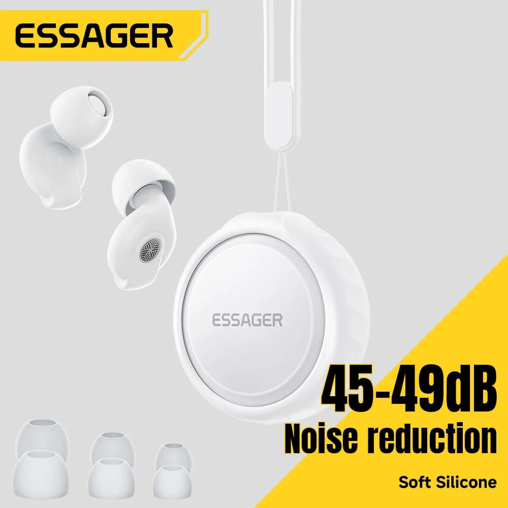 Protetores Auriculares de Silicone Essager para Dormir, Cancelamento de Ruído, Reutilizáveis, Proteção Auditiva para Estudo, Trabalho e Sono