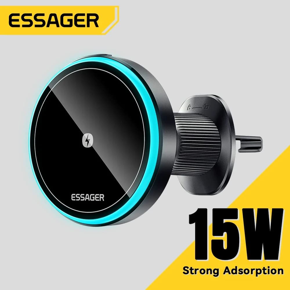 Essager Suporte Magnético RGB Carro com Carregador Sem Fio 15W