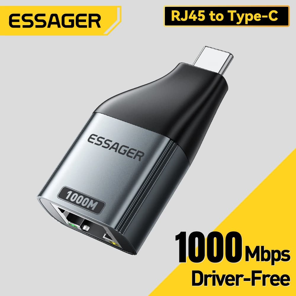 Adaptador Essager Ethernet, conector tipo C para iPhone 15 Desktop Laptop, TV Box, nas projetor, RJ45 para tipo C, 100 Mbps, 1000Mbps